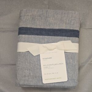 Set of 2 Pottery Barn Belgian Flax Linen Pillow Shams - Blue
